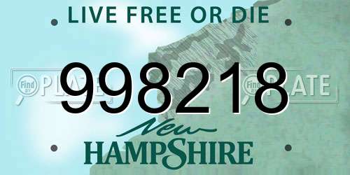 998218 New Hampshire License Plate