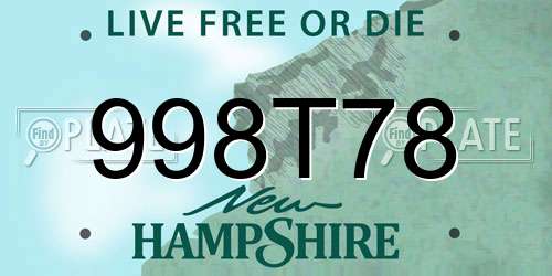 998T78 New Hampshire License Plate