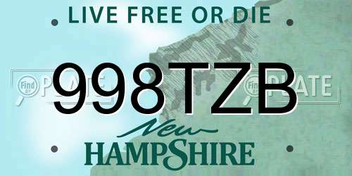 998TZB New Hampshire License Plate
