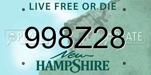 998Z28 New Hampshire License Plate