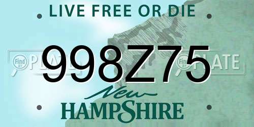 998Z75 New Hampshire License Plate