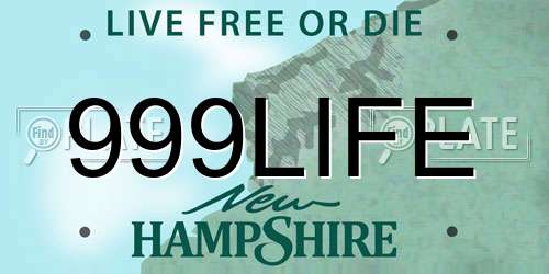 999LIFE New Hampshire License Plate