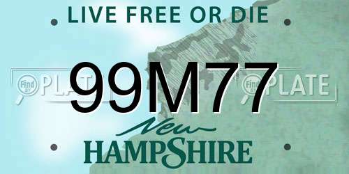 99M77 New Hampshire License Plate