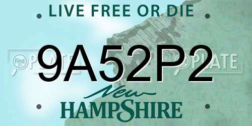 9A52P2 New Hampshire License Plate