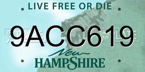 9ACC619 New Hampshire License Plate