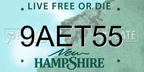 9AET55 New Hampshire License Plate