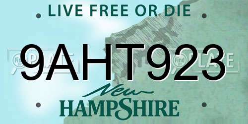 9AHT923 New Hampshire License Plate