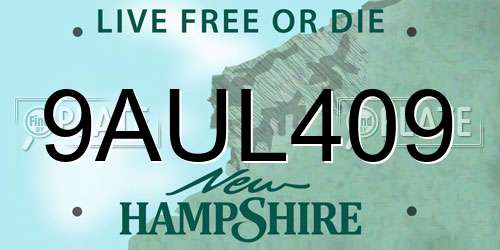 9AUL409 New Hampshire License Plate