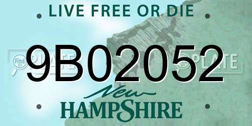 9B02052 New Hampshire License Plate