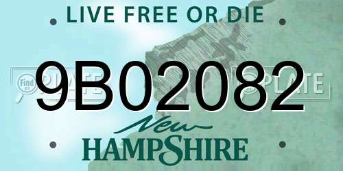 9B02082 New Hampshire License Plate