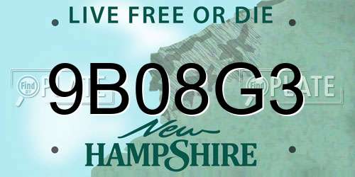 9B08G3 New Hampshire License Plate