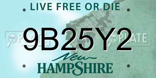 9B25Y2 New Hampshire License Plate