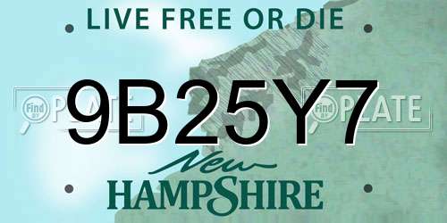 9B25Y7 New Hampshire License Plate