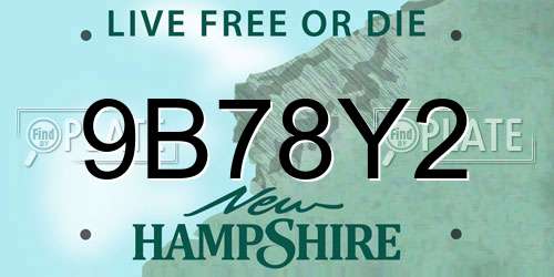 9B78Y2 New Hampshire License Plate