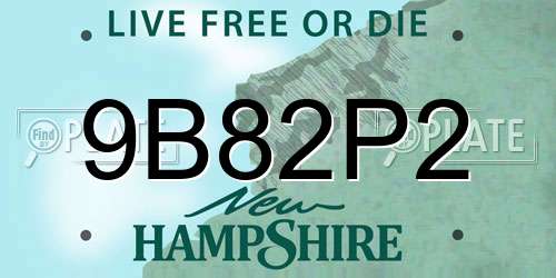 9B82P2 New Hampshire License Plate