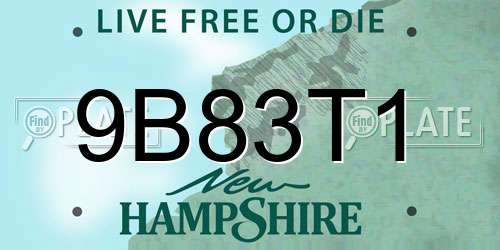 9B83T1 New Hampshire License Plate
