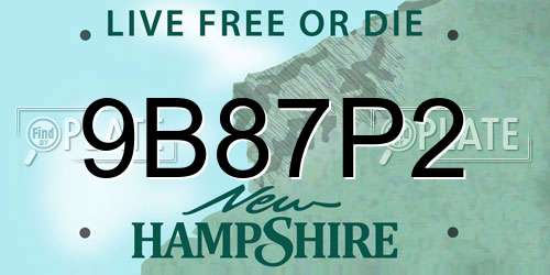 9B87P2 New Hampshire License Plate