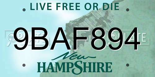 9BAF894 New Hampshire License Plate