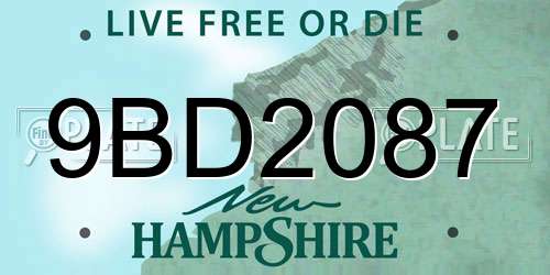 9BD2087 New Hampshire License Plate