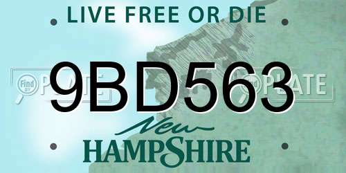 9BD563 New Hampshire License Plate