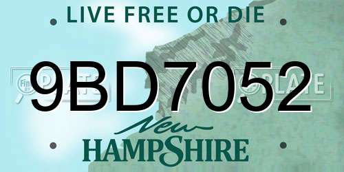 9BD7052 New Hampshire License Plate