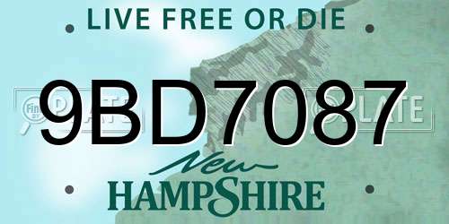 9BD7087 New Hampshire License Plate