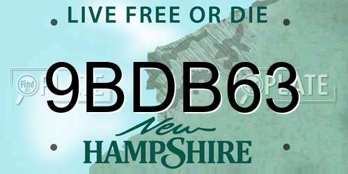 9BDB63 New Hampshire License Plate