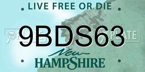 9BDS63 New Hampshire License Plate