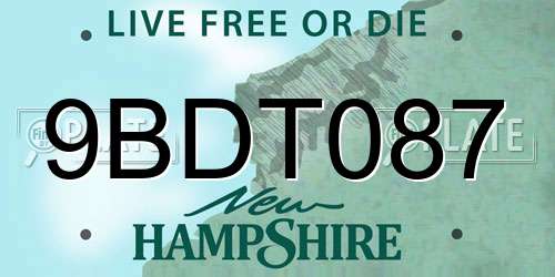 9BDT087 New Hampshire License Plate