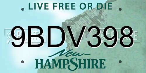 9BDV398 New Hampshire License Plate