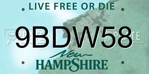 9BDW58 New Hampshire License Plate