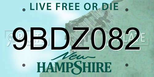 9BDZ082 New Hampshire License Plate