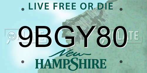 9BGY80 New Hampshire License Plate