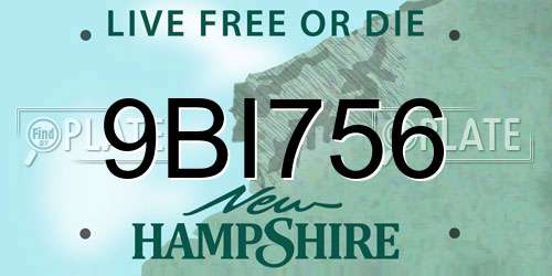 9BI756 New Hampshire License Plate