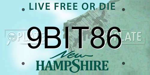 9BIT86 New Hampshire License Plate