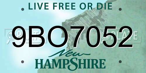 9BO7052 New Hampshire License Plate