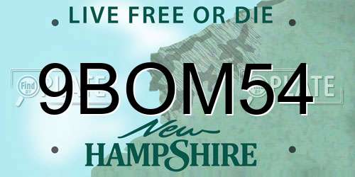 9BOM54 New Hampshire License Plate