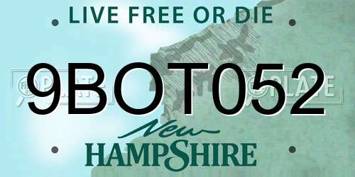 9BOT052 New Hampshire License Plate