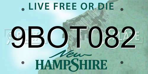 9BOT082 New Hampshire License Plate