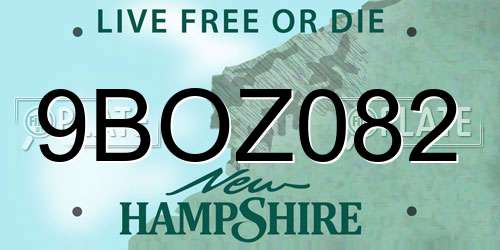 9BOZ082 New Hampshire License Plate