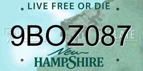 9BOZ087 New Hampshire License Plate