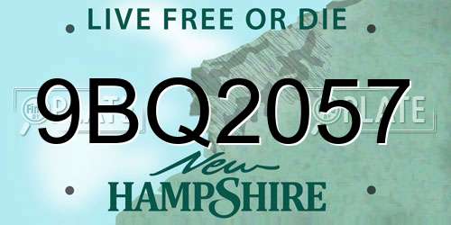9BQ2057 New Hampshire License Plate