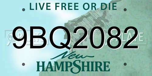 9BQ2082 New Hampshire License Plate