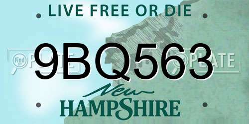 9BQ563 New Hampshire License Plate