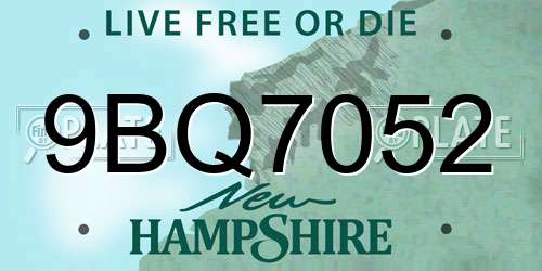 9BQ7052 New Hampshire License Plate