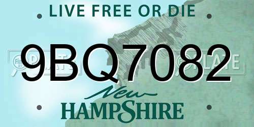9BQ7082 New Hampshire License Plate