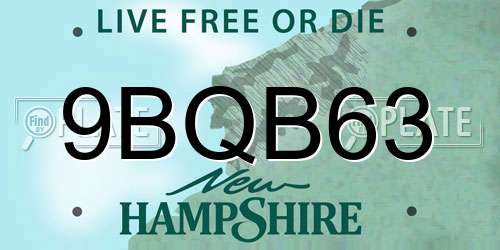 9BQB63 New Hampshire License Plate