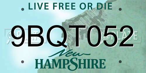 9BQT052 New Hampshire License Plate