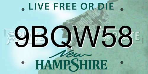 9BQW58 New Hampshire License Plate