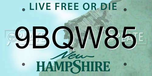 9BQW85 New Hampshire License Plate